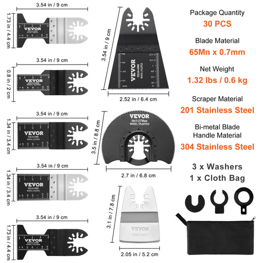 SucceBuy 30Pcs Oscillating Multi Tool Blades Kit For Craftsman