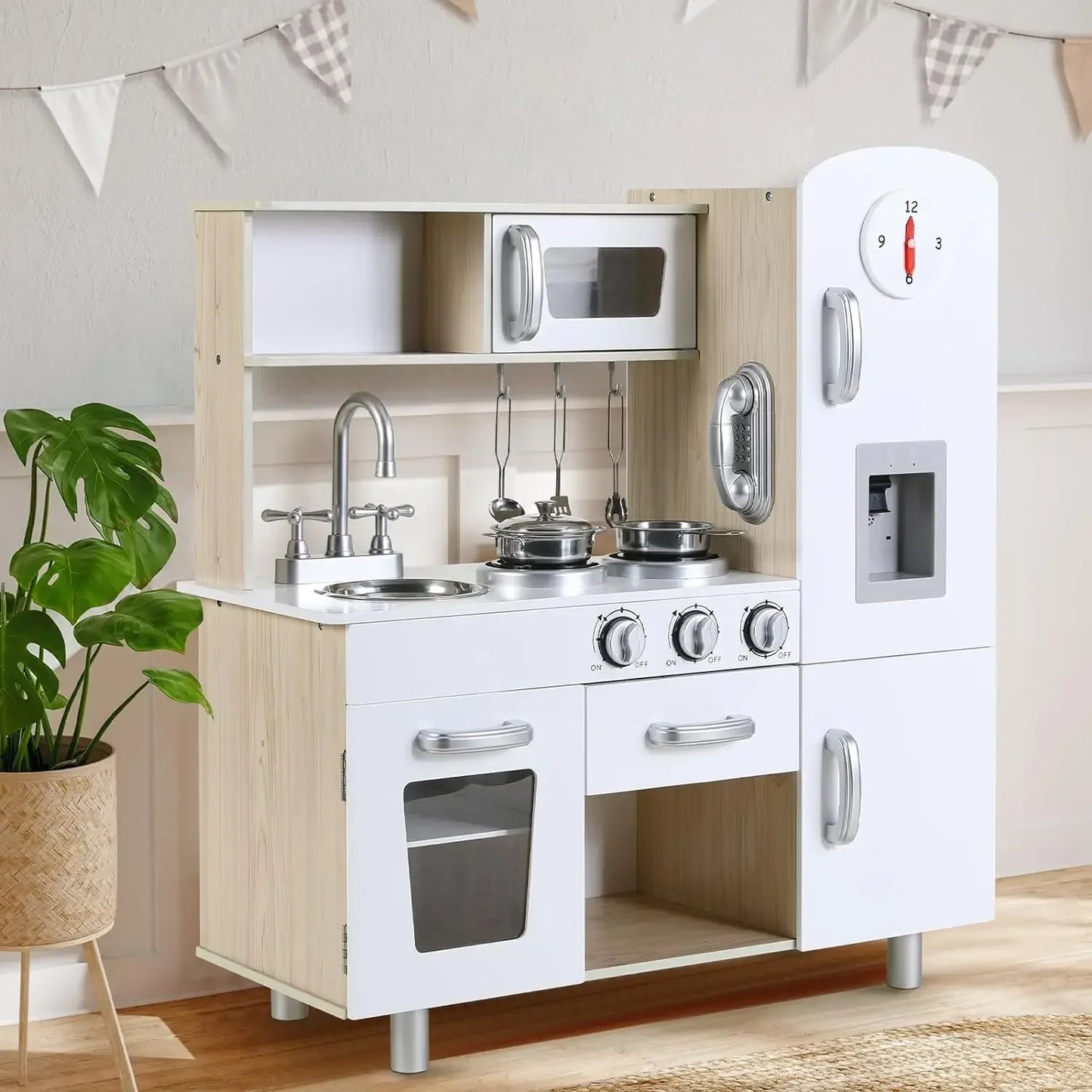 AuAg Wooden Play Kitchen Set With Lights And Sounds