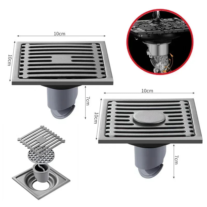 Stainless Steel Shower Floor Drain With Removable Cover Anti Odor