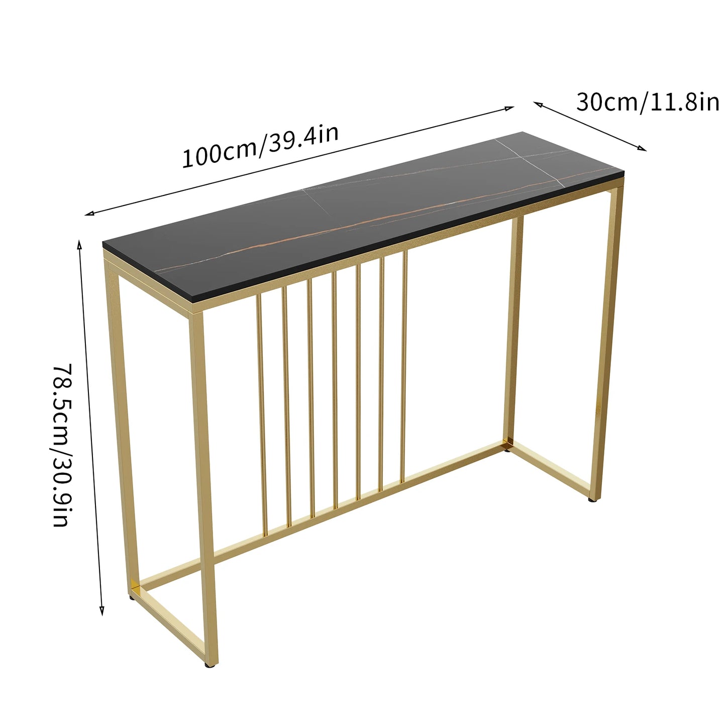 BINGOPAW Minimalist Marble Console Table With Metal Frame