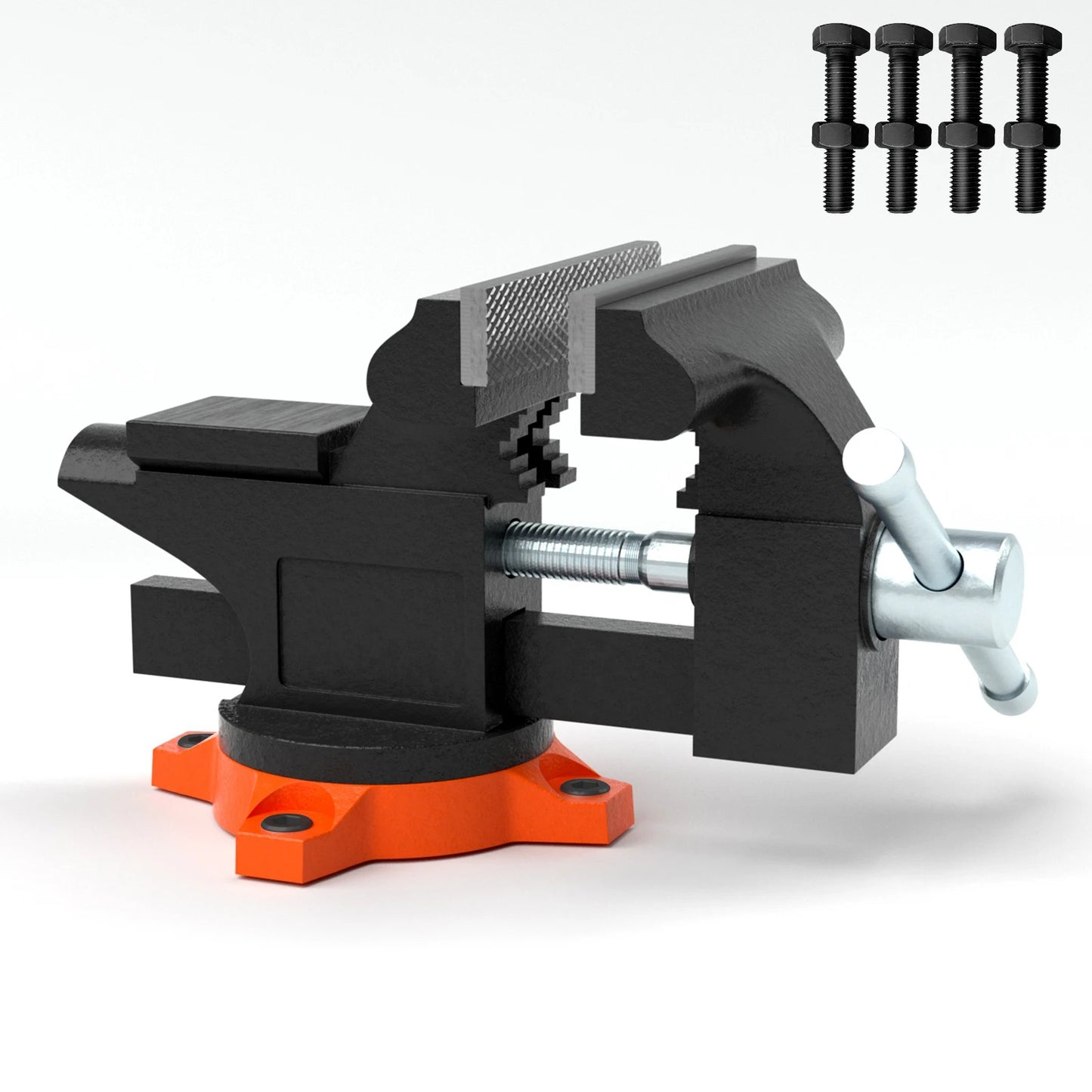 SucceBuy Bench Vise Heavy Duty Cast Iron With Swivel Base