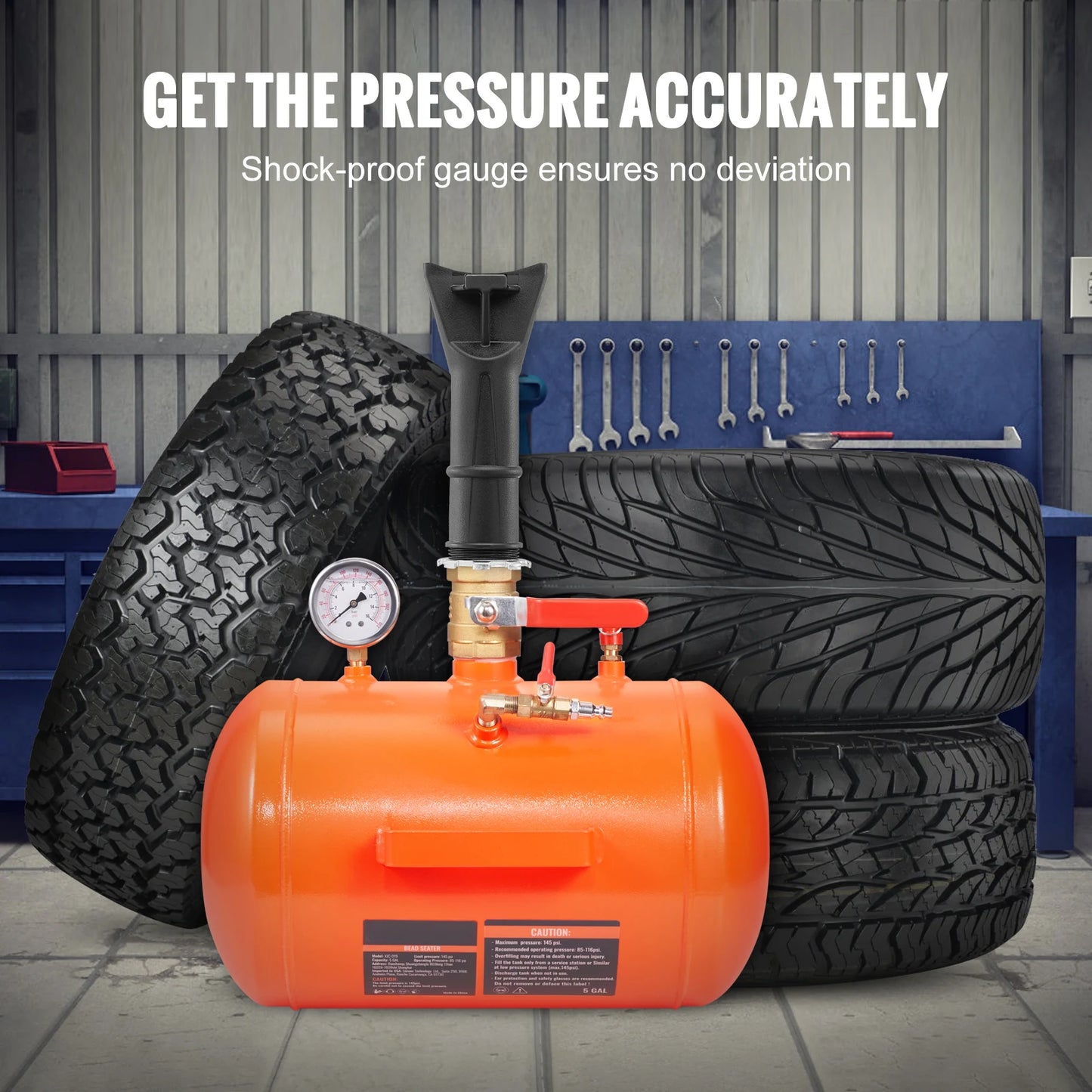 SucceBuy Tire Bead Blaster 5 Gallon Capacity With Pressure Gauge
