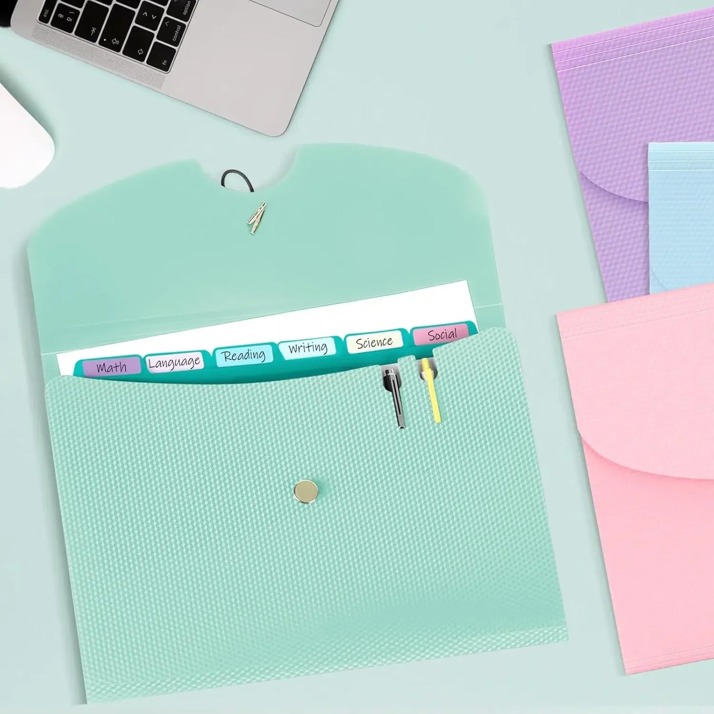 Expandable File Folder With 5 Pockets Polypropylene Organizer Office