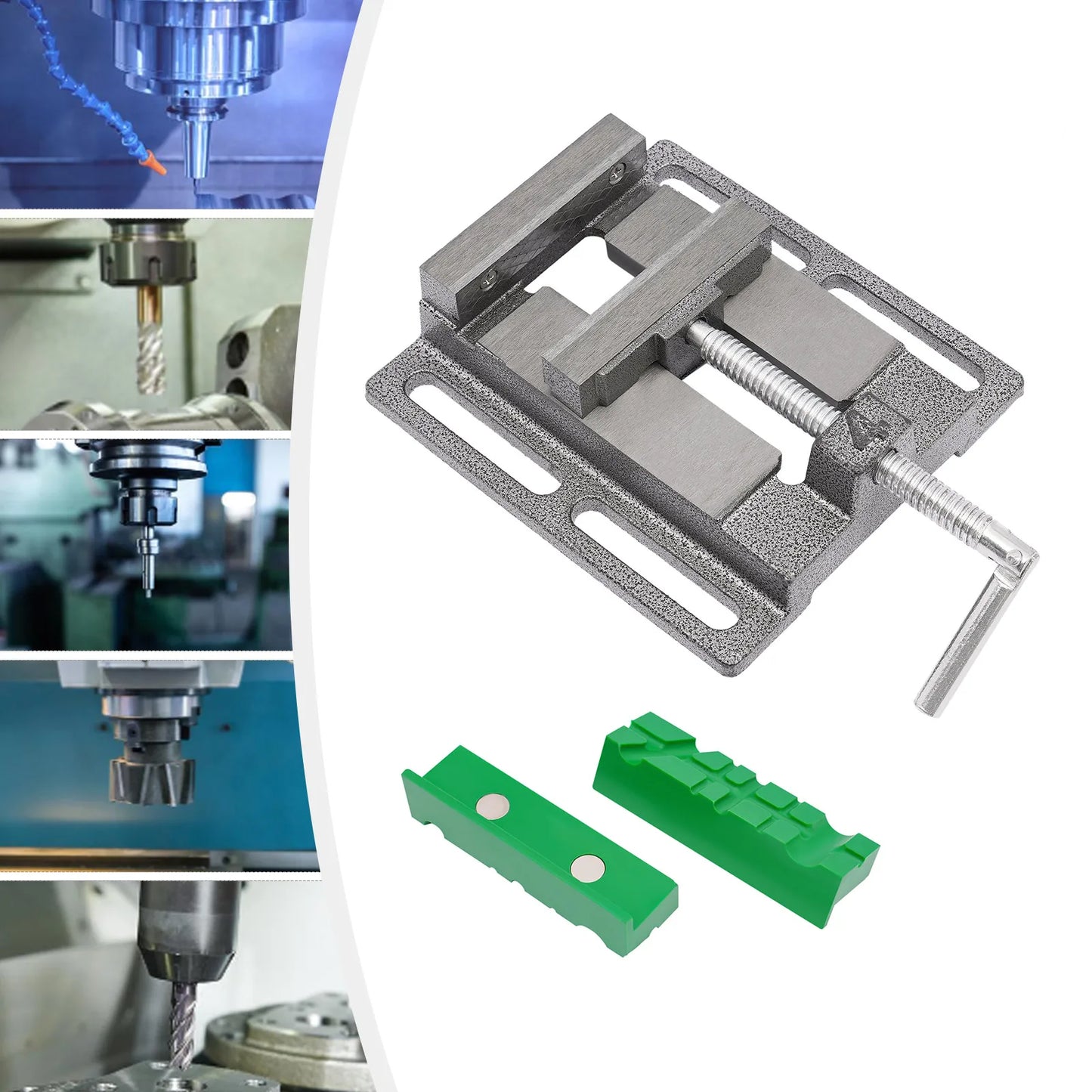Drill Press Vise Cast Iron And Steel Secure Base Sawtooth Jaws