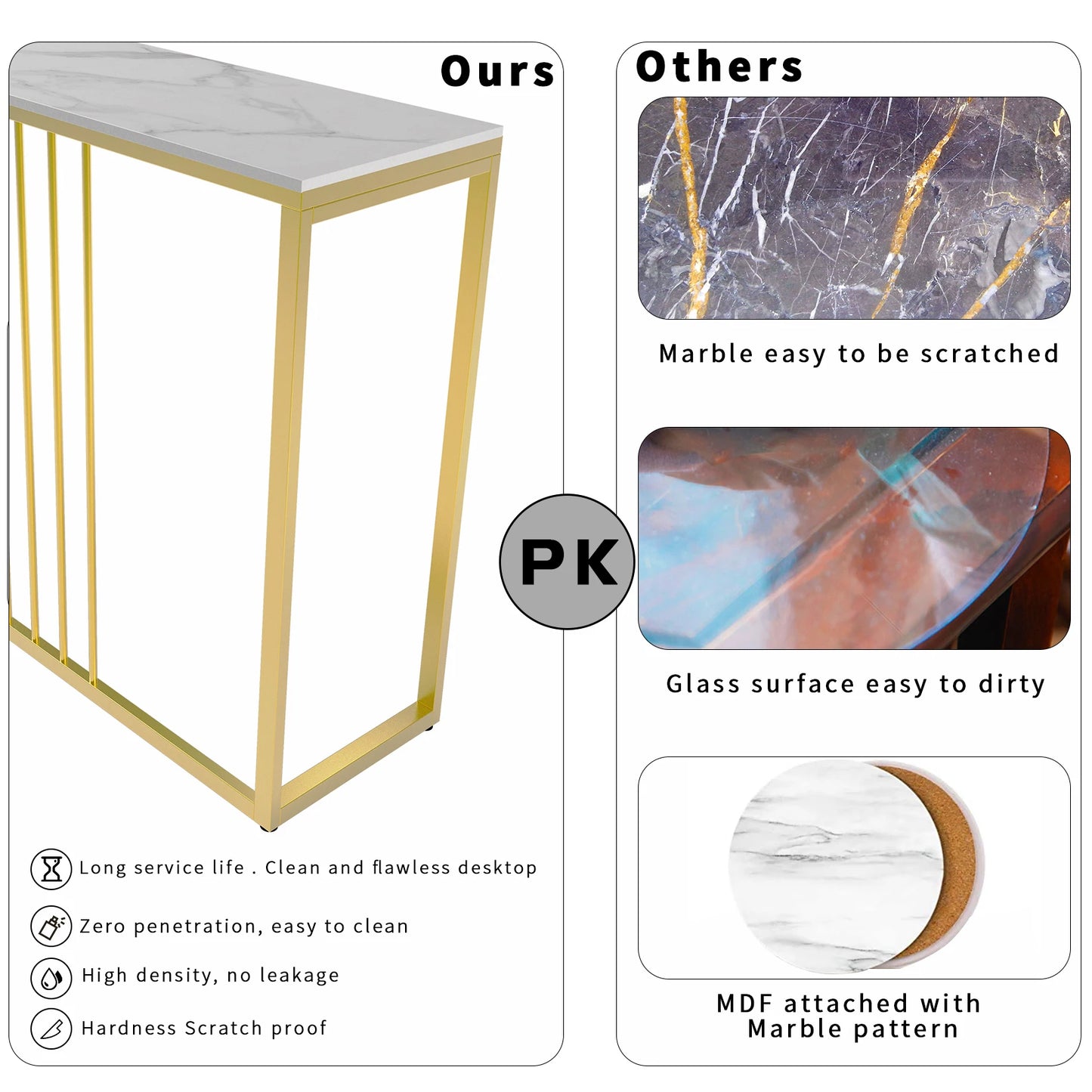 BINGOPAW Minimalist Marble Console Table With Metal Frame