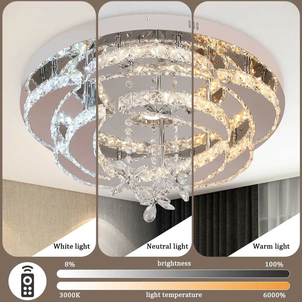 VETRULUS Luxury K9 Crystal Chandelier Modern Ceiling Pendant Light Dimmable