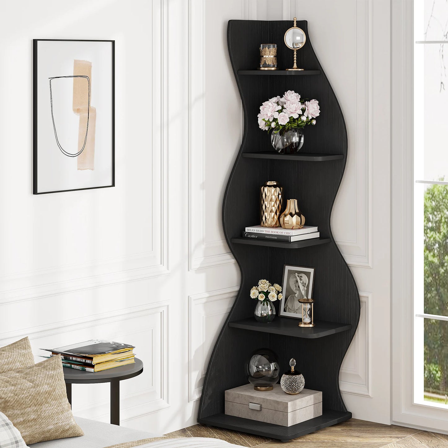 Tribesigns 5 Tier Corner Shelf Wall Bookshelf Plant Stand