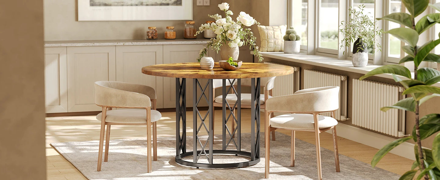 Tribesigns Round Dining Table For 4 To 6 People Farmhouse