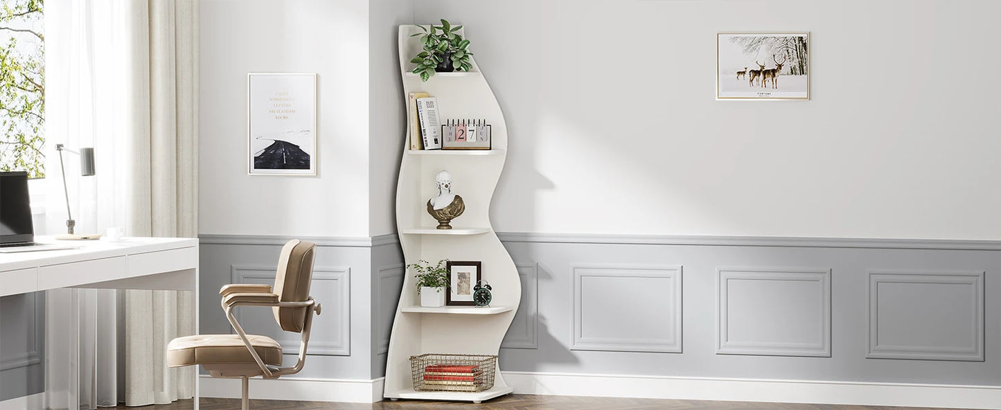 Tribesigns 5 Tier Corner Shelf Wall Bookshelf Plant Stand