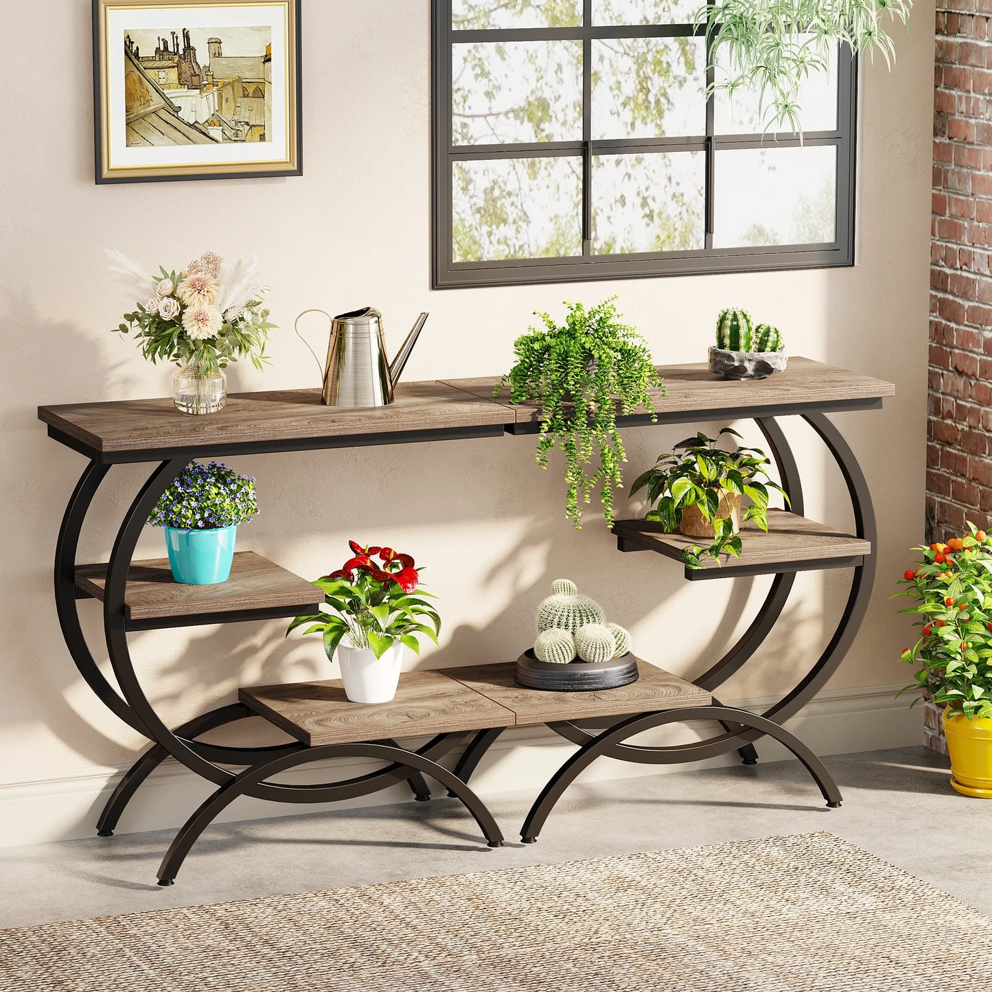 Tribesigns Industrial 3 Tier C Shaped End Table with Storage