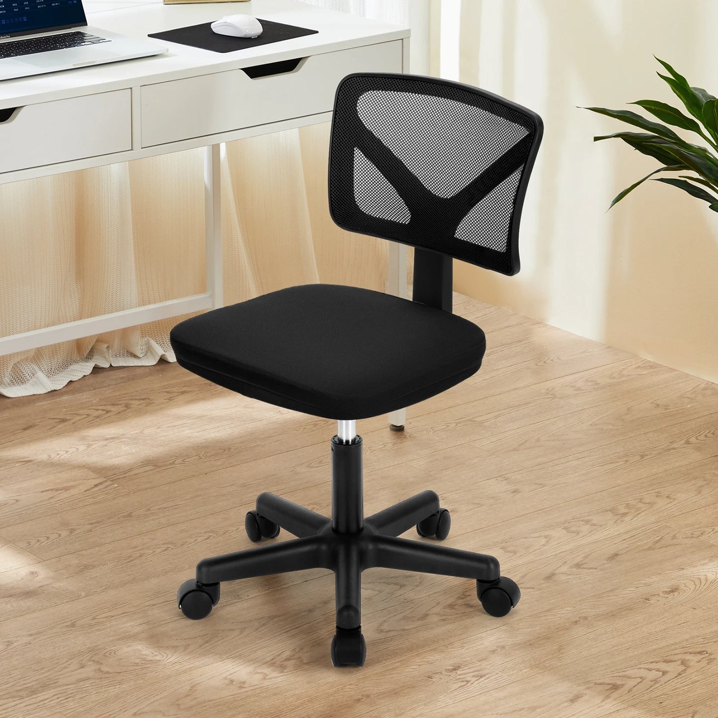 JHK Mesh Lumbar Support Armless Office Chair With Adjustable Height
