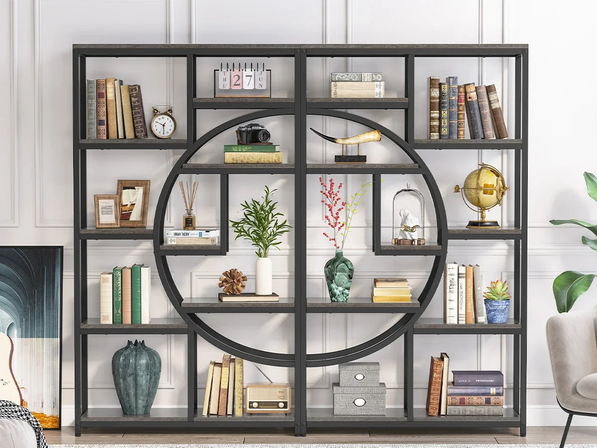 Tribesigns 5 Tier Industrial Bookshelf Etagere Freestanding Bookcase