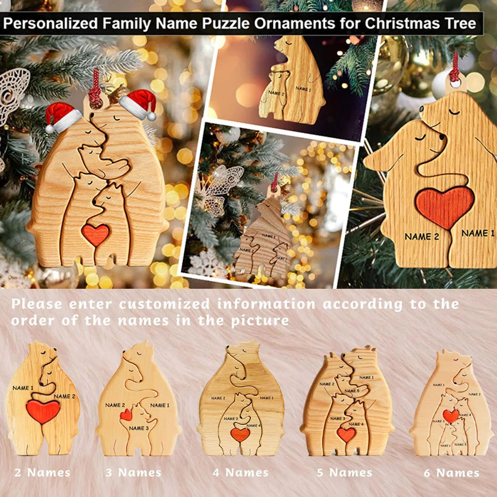 NONEDropshipping Bear Family Wooden Puzzle With Free Engraving Name