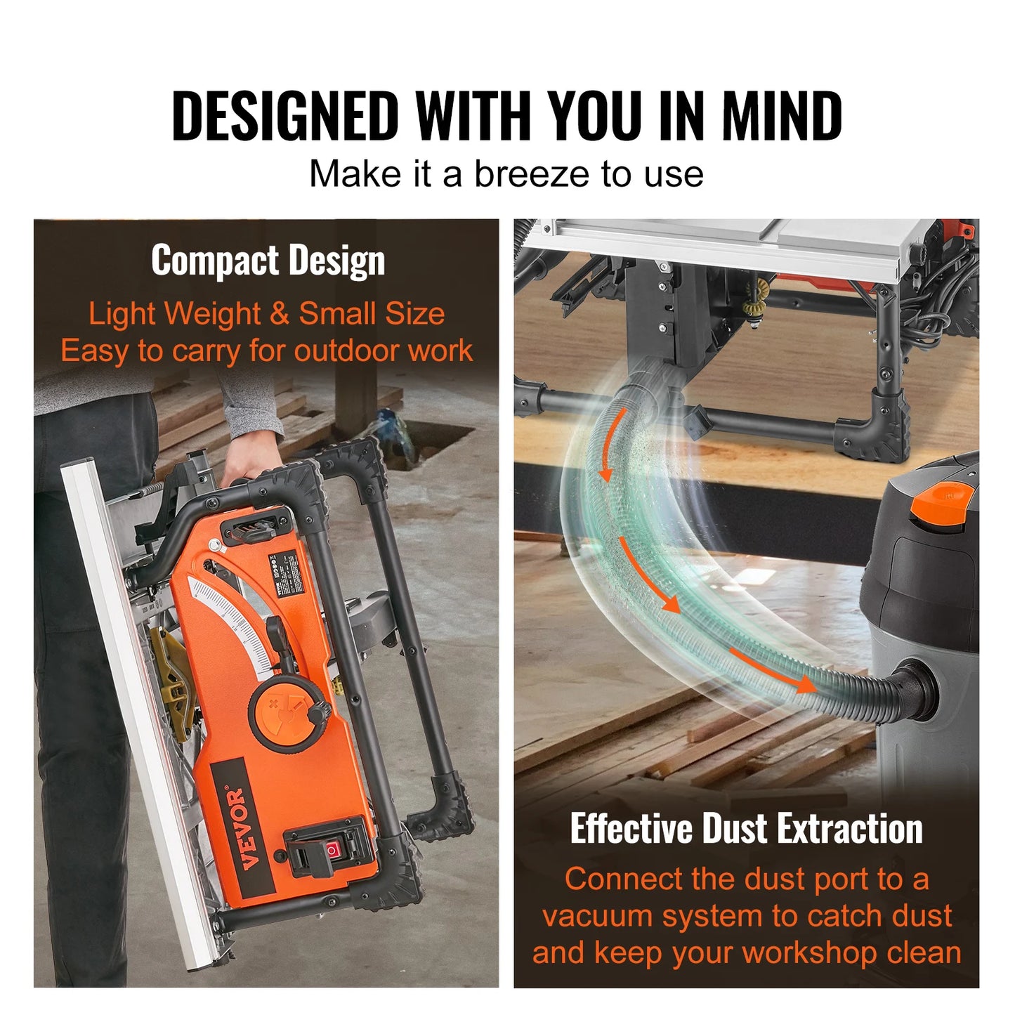 SucceBuy Jobsite Table Saw 15 Amp Portable Woodworking Tool