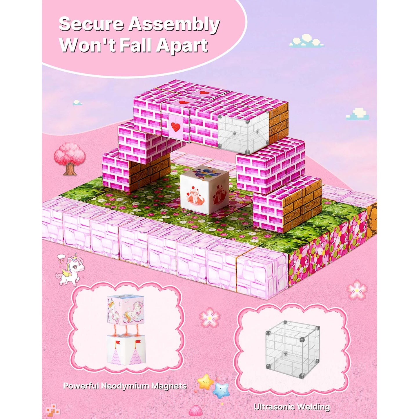 SucceBuy Magnetic Blocks Princess Castle Set Stem Toys for Kids