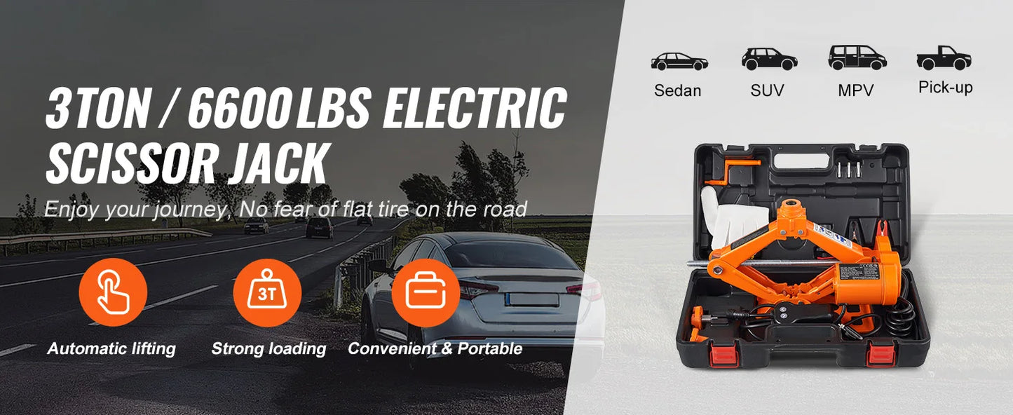 SucceBuy 12V Electric Car Jack Scissor Portable For SUV Truck
