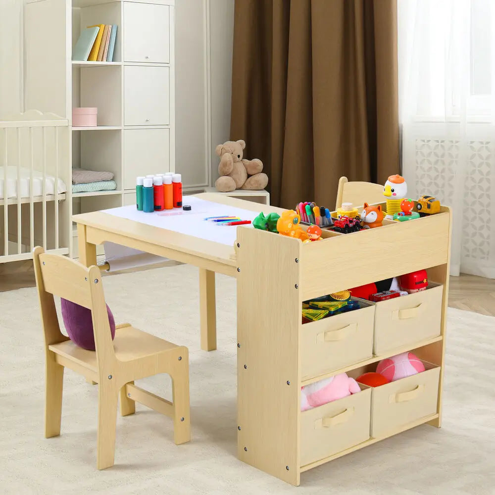 AuAgFinishes Kids Art Table and Chair Set with Storage Shelves