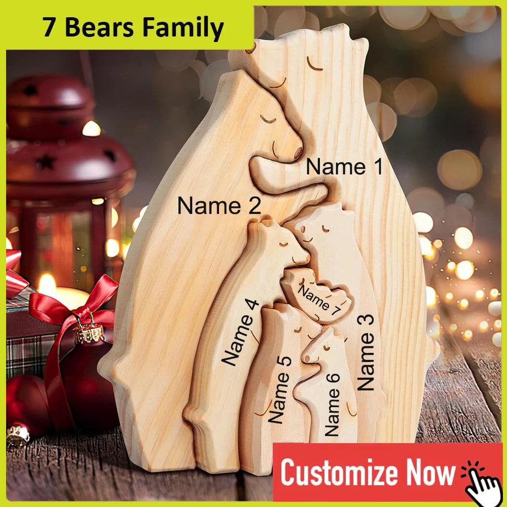 NONEDropshipping Bear Family Wooden Puzzle With Free Engraving Name