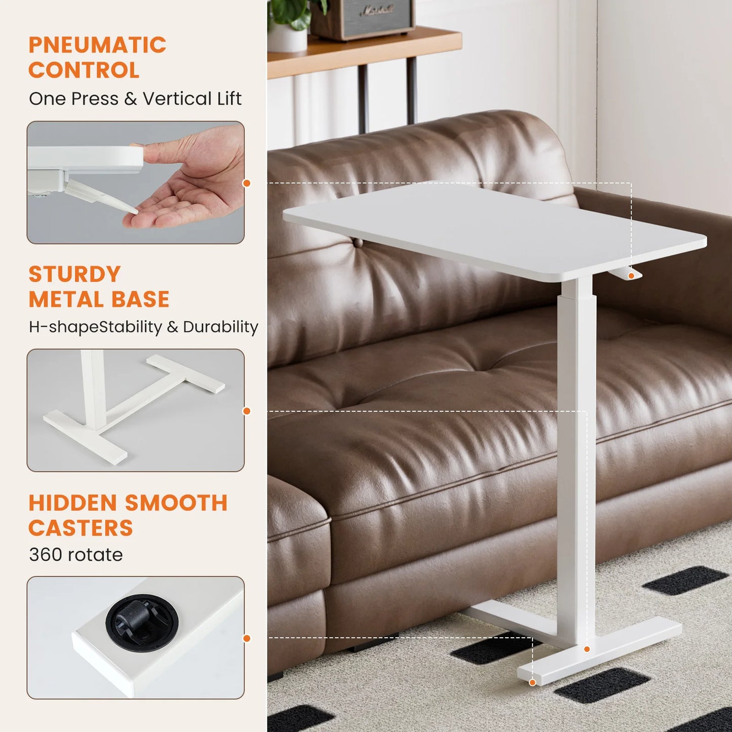 JHK Overbed Bedside Sofa Table Adjustable Height Laptop Desk