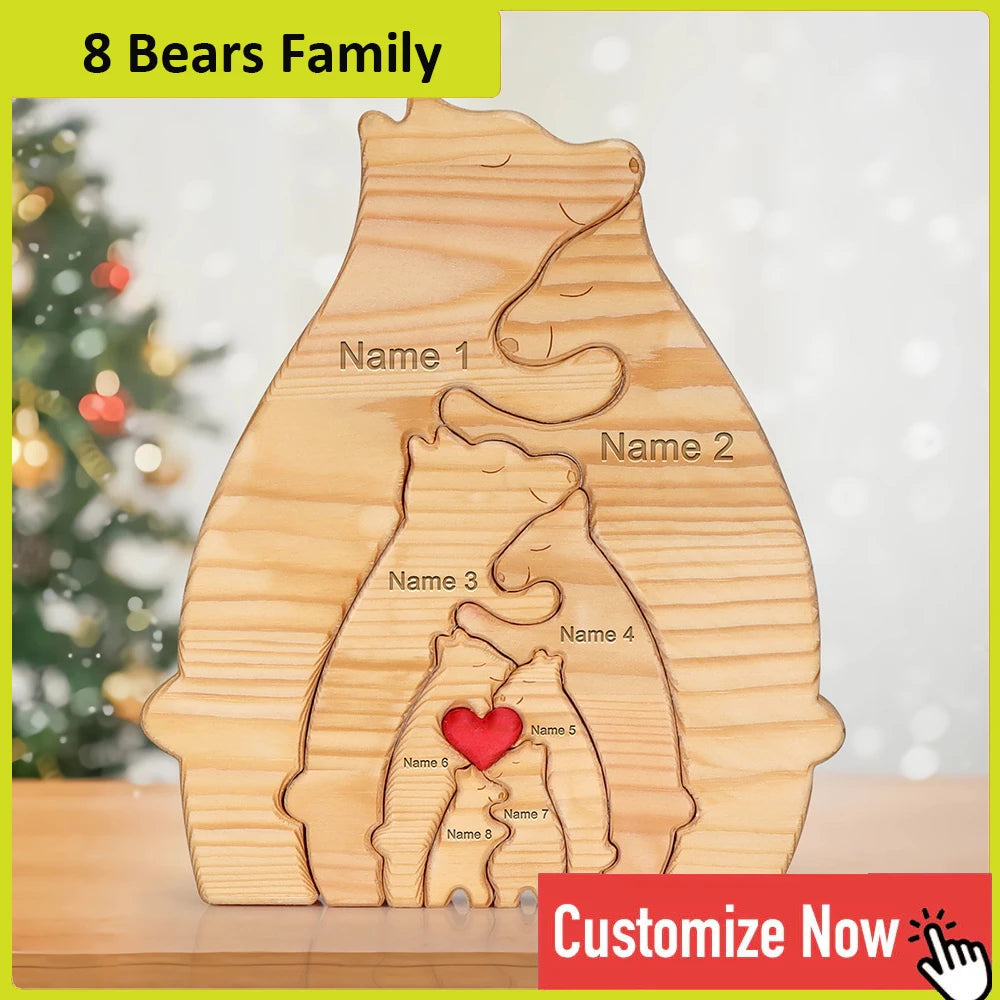 NONEDropshipping Bear Family Wooden Puzzle With Free Engraving Name