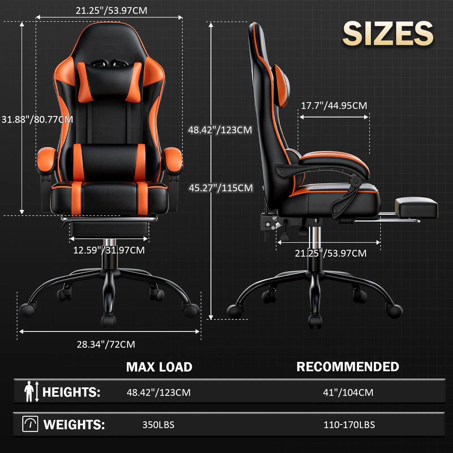 Gaming Chair With Footrest PU Leather Reclining Gamer Office Chair