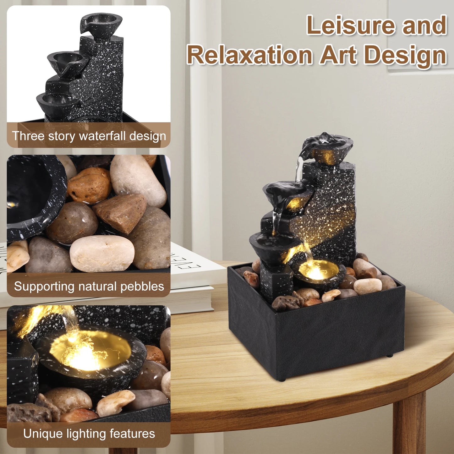 Hign-concerned Art Waterfall Tabletop Fountain Desktop For Living Room