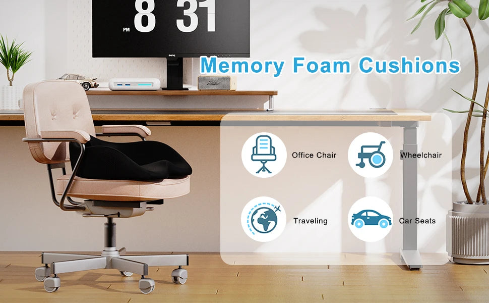 Travel Seat Cushion Memory Foam U Shaped Pillow for Office