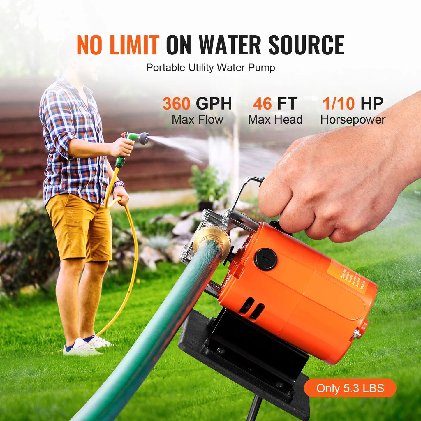 SucceBuy Water Transfer Pump 120V 360 GPH Portable Electric Pump