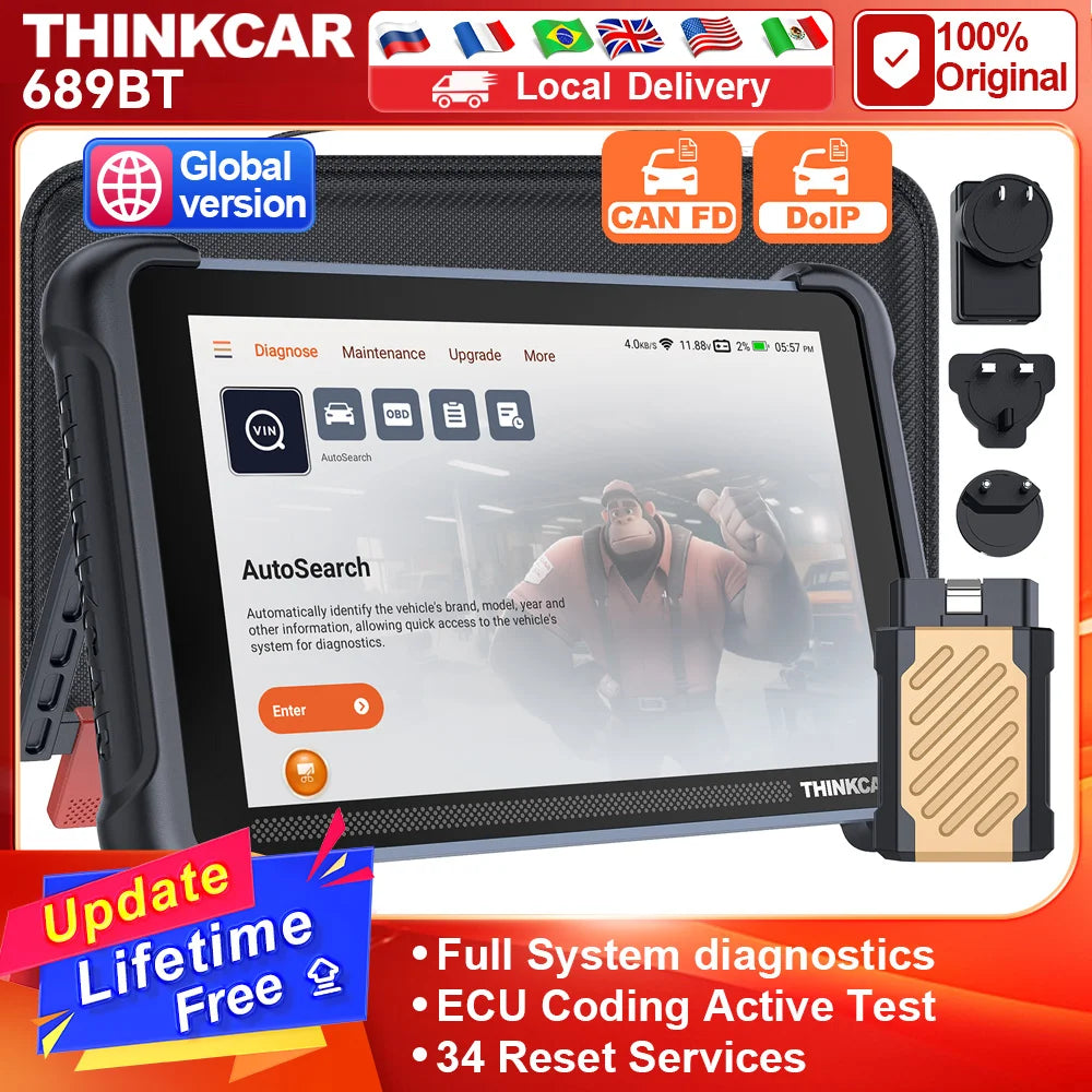 ThinkCar ThinkScan 689BT CANFD DOIP OBD2 Diagnostic Tool With BiDirectional