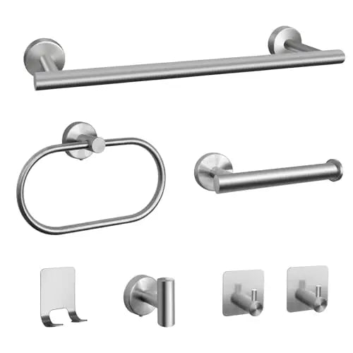 Bathroom Hardware Set 7Pcs Stainless Steel Towel Rack Kit