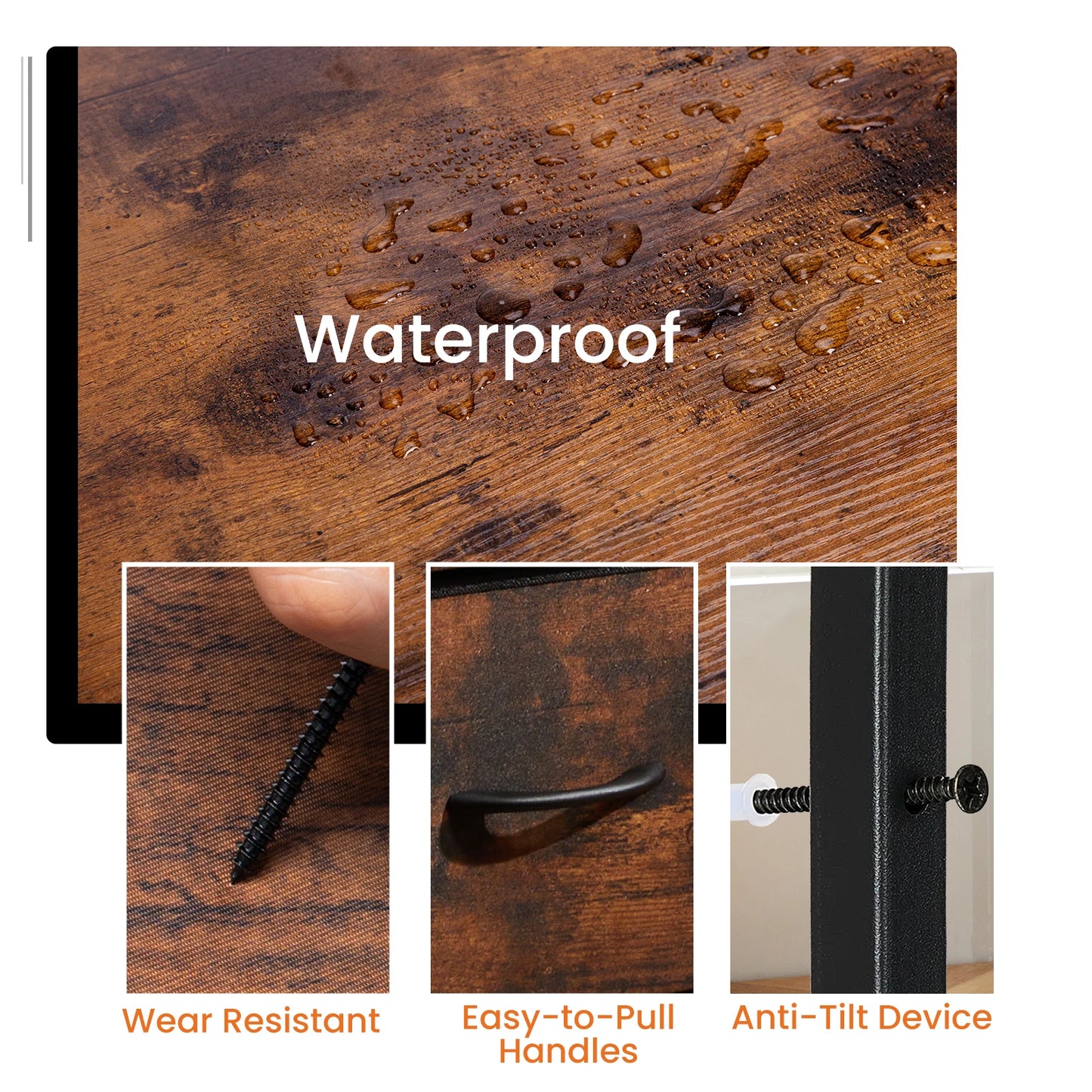 JHK Nightstand Bedside Table With Storage Drawers For Bedroom