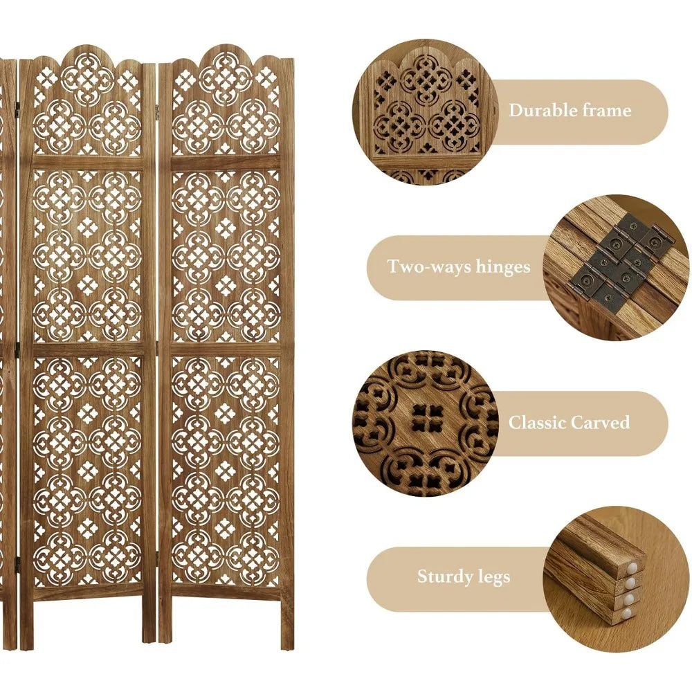 Folding Wood Room Divider Privacy Screen For Home And Office