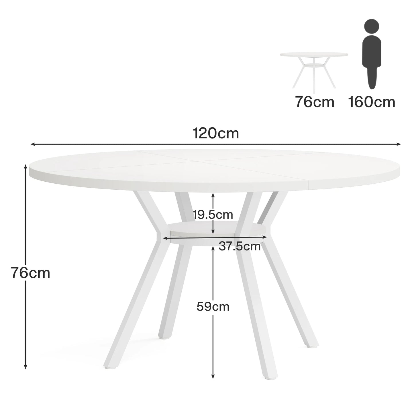 Tribesigns Round Dining Table For 4 To 6 People Farmhouse