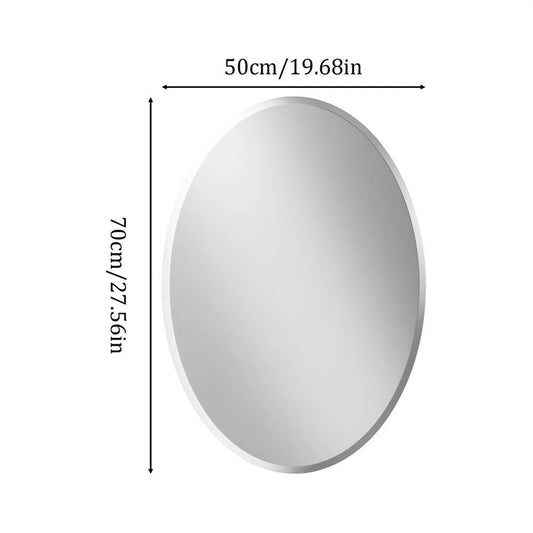 BORWART Frameless Oval Wall Mirror With Beveled Silver Edge