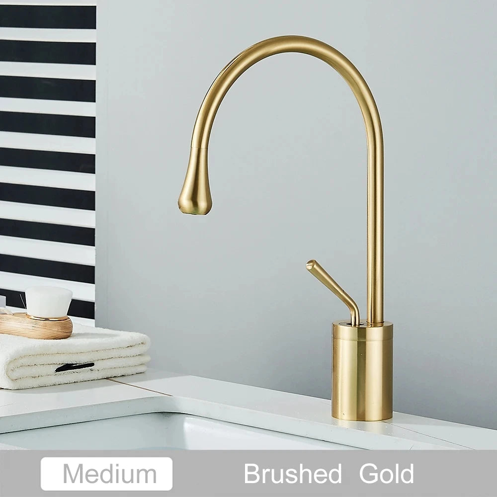 Saeuwtowy Brass Basin Faucet Deck Mounted Single Handle Hot Cold