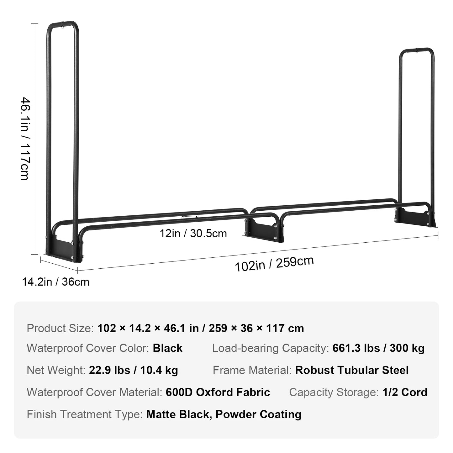 SucceBuy Outdoor Firewood Rack With Cover And Heavy Duty Holder