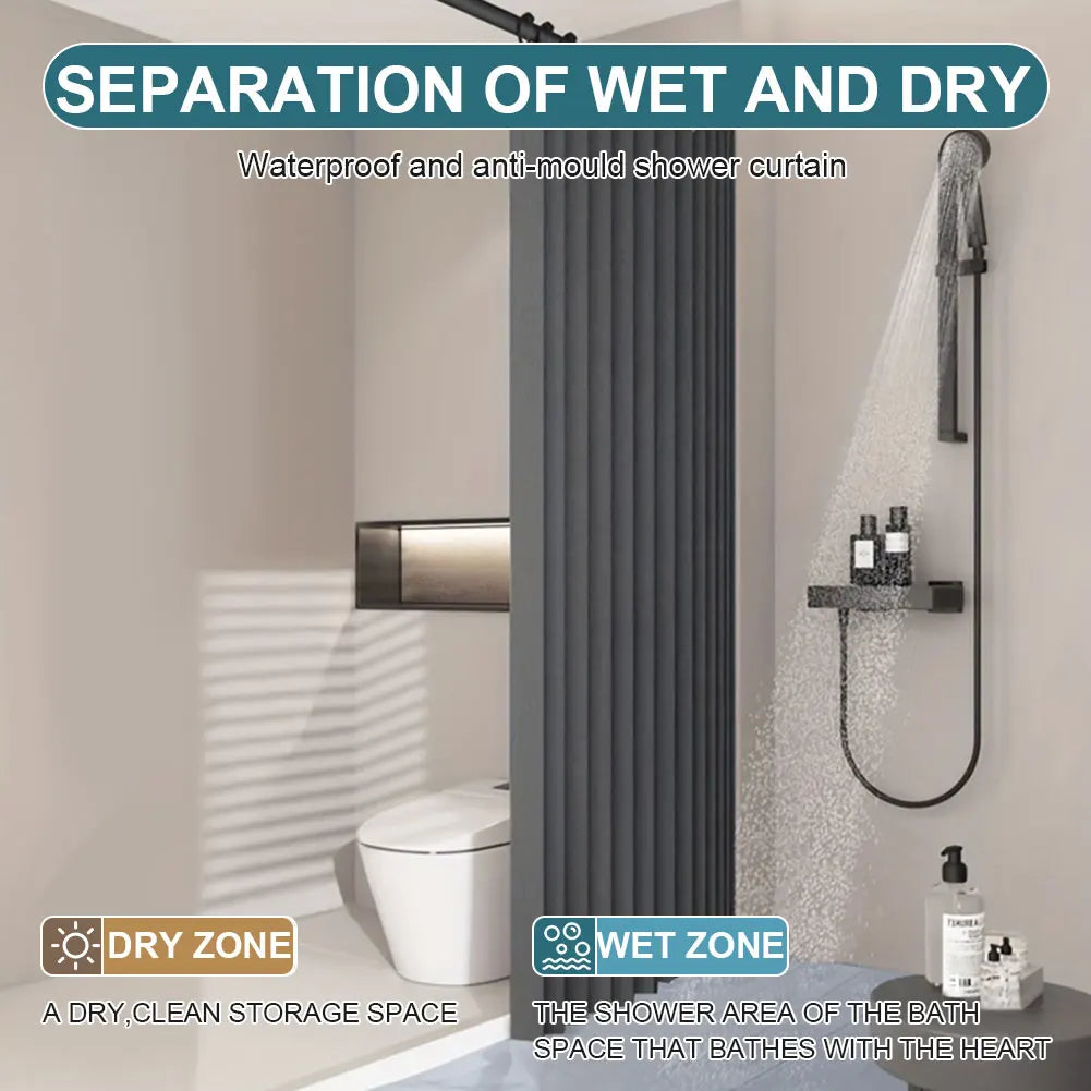 APWIKOGER Foldable Magnetic Shower Curtain Waterproof Bathroom Divider