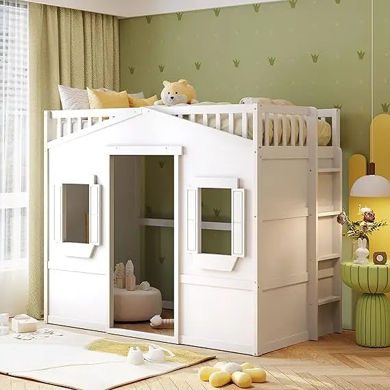 Loft Bed With Built In Storage Wardrobe And Windows