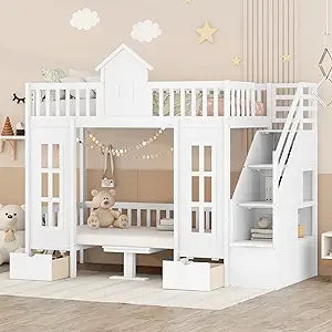 Loft Bed With Built In Storage Wardrobe And Windows