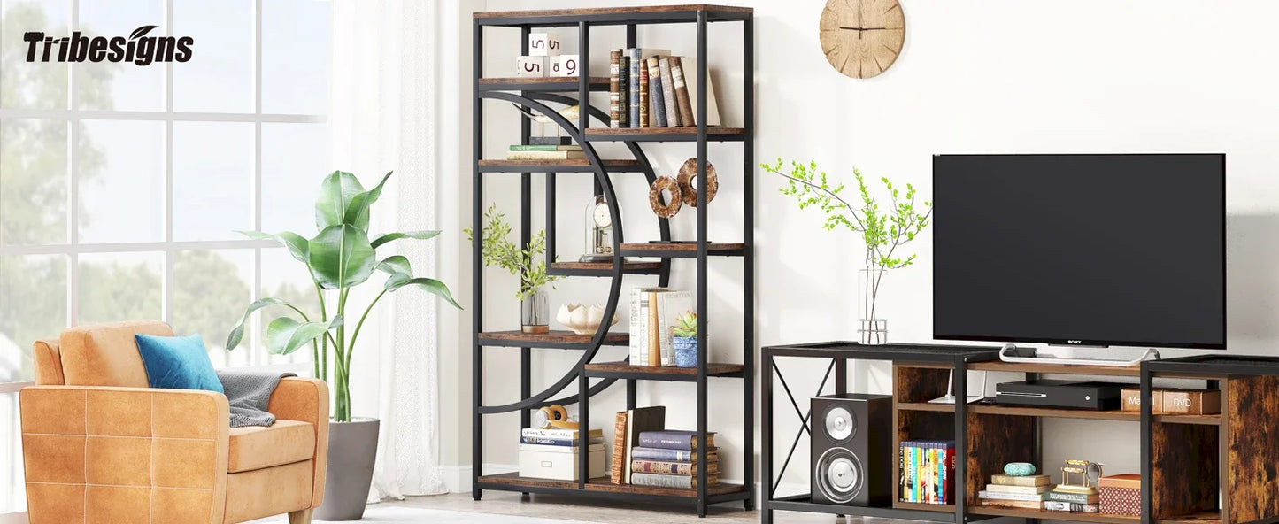 Tribesigns 5 Tier Industrial Bookshelf Etagere Freestanding Bookcase