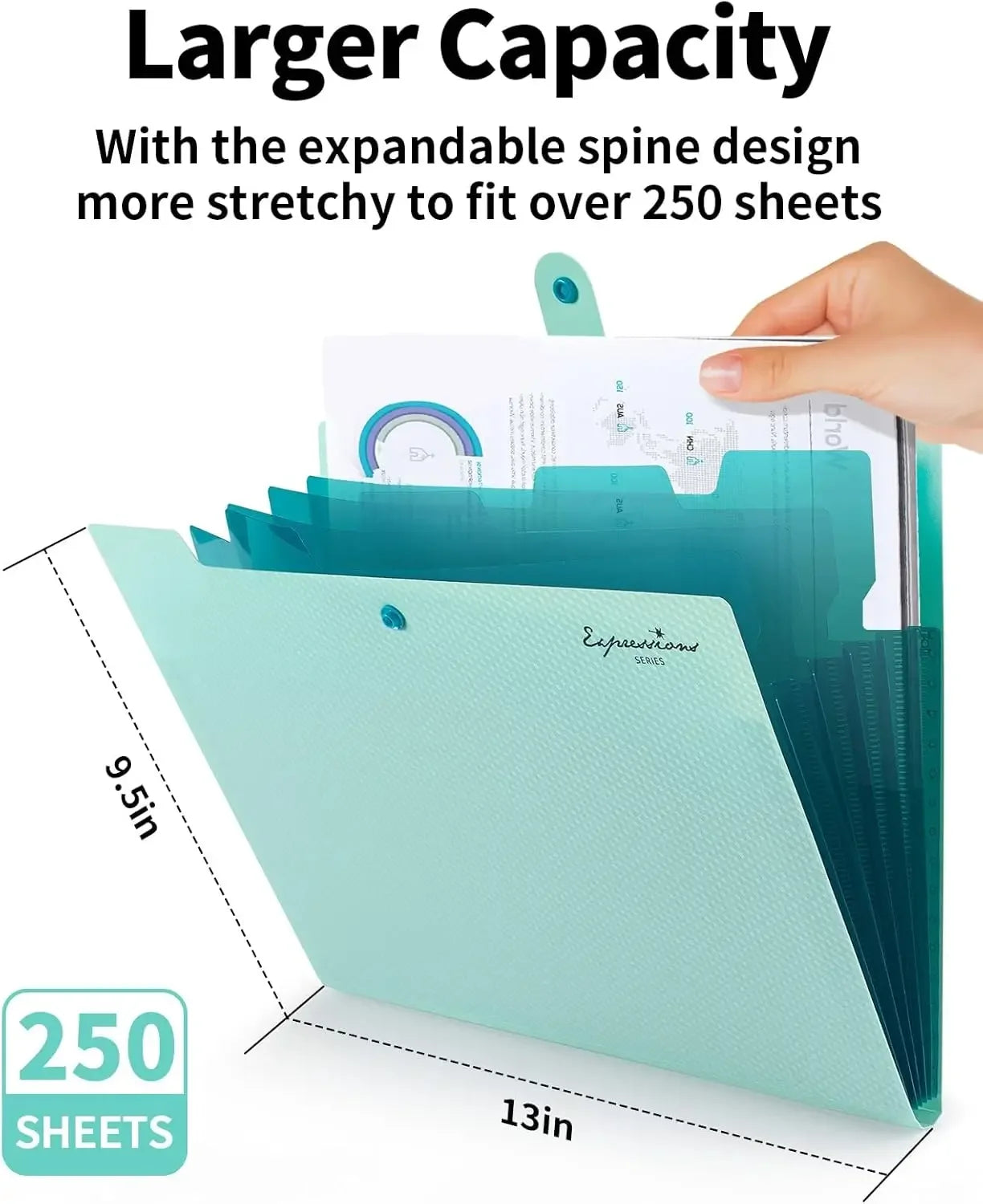 Expandable File Folder With 5 Pockets Polypropylene Organizer Office