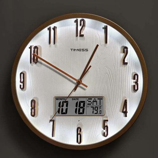 TIMESS Luminous Voice Activated Wall Clock With Night Light