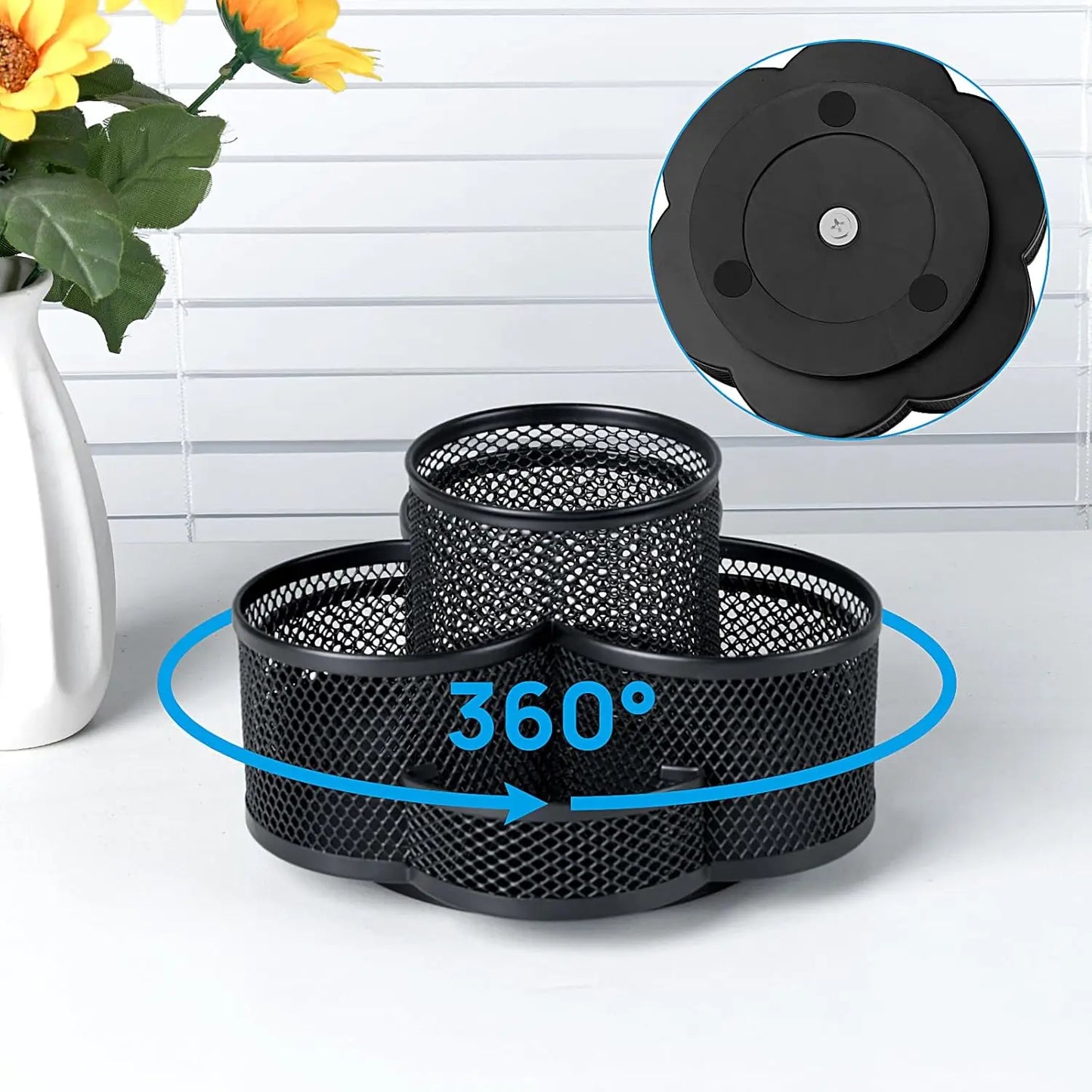Desk Pen Holder 360 Degree Rotating Pencil Cup Organizer