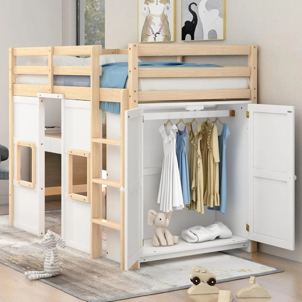 Loft Bed With Built In Storage Wardrobe And Windows
