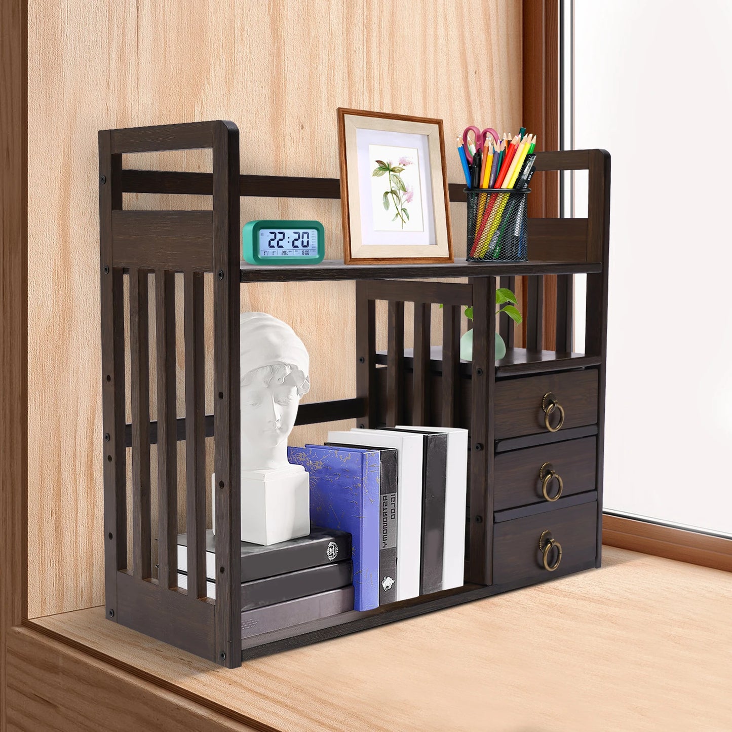 Wooden Desk Organizer For Desktop And Office Supplies