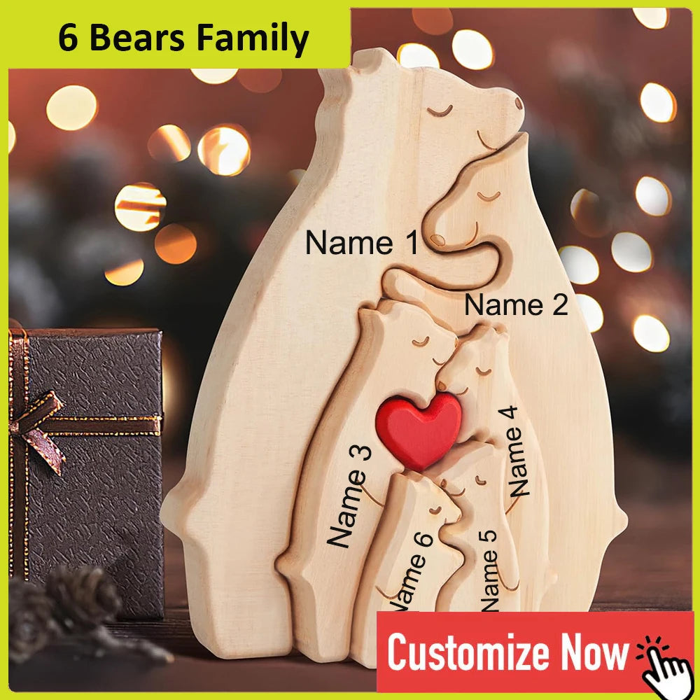 NONEDropshipping Bear Family Wooden Puzzle With Free Engraving Name