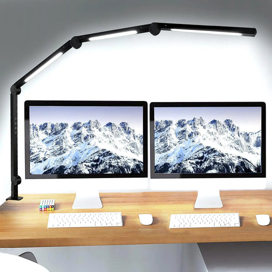 LED Desk Lamp With Clamp Flexible Swing Arm Four Modes