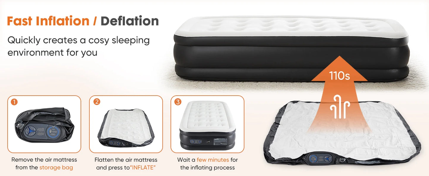 JHK Air Mattress With Non Slip Bottom 660 Lbs Capacity