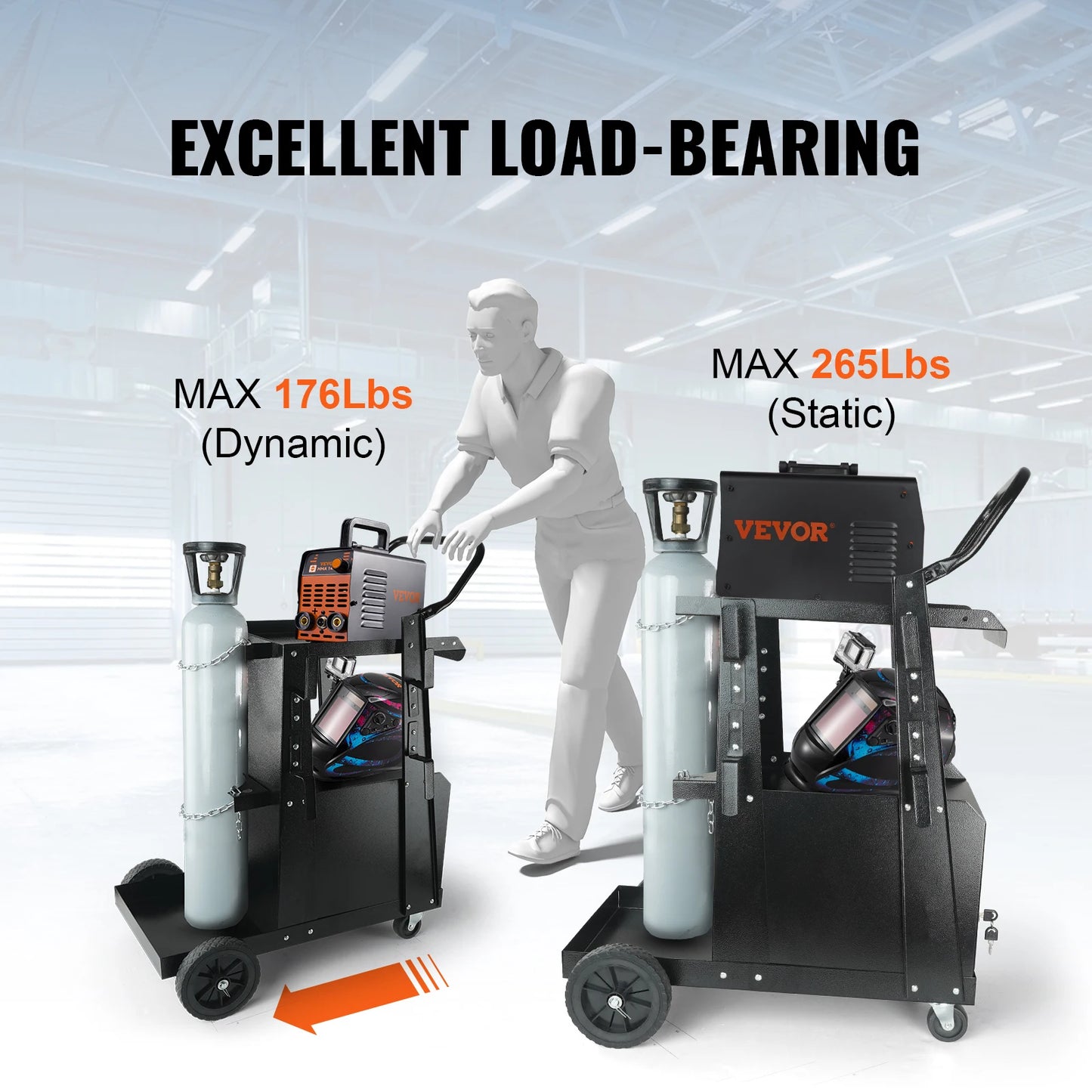 SucceBuy 2 Tier Welding Cart With 360 Degree Swivel Wheels