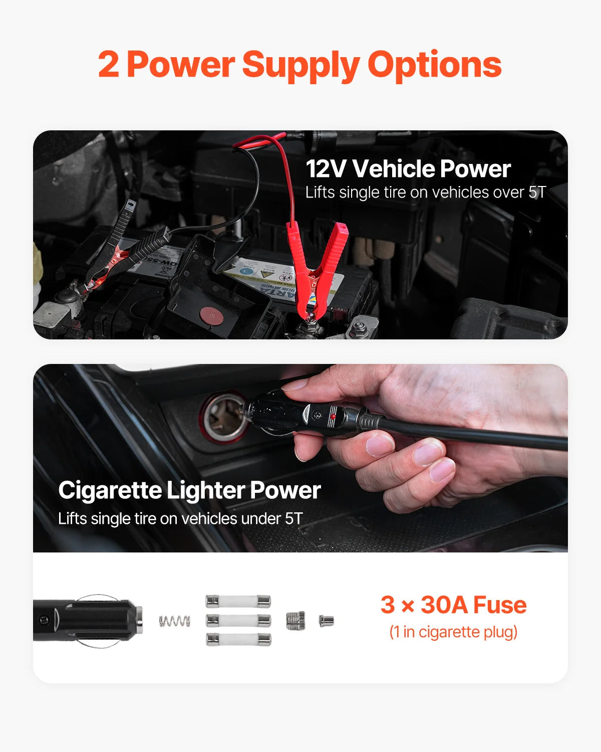 VEVOR 5T Electric Car Jack 12V Tire Changer LED Light